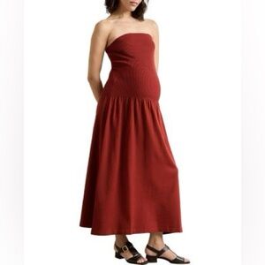 Gorgeous Red Maternity Dress | Hatch Fiona Strapless Knit Dress (NWT)